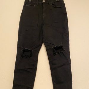 high rise distressed mom jeans